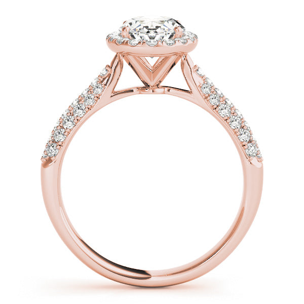 LUMEO Oval Halo Diamond Engagement Ring Side View in 18k Solid Rose Gold 