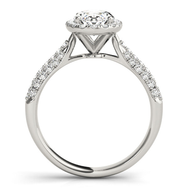 LUMEO Oval Halo Diamond Engagement Ring Side View in Platinum 