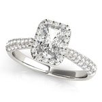 LUMEO Emerald Halo Diamond Engagement Ring Front View in Platinum 