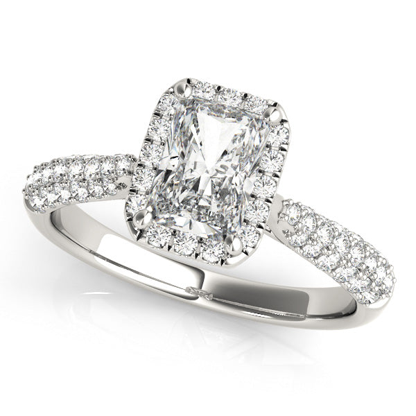 LUMEO Emerald Halo Diamond Engagement Ring Front View in Platinum 