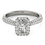 LUMEO Emerald Halo Diamond Engagement Ring Set in Platinum 