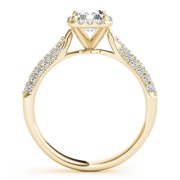 LUMEO Emerald Halo Diamond Engagement Ring Side View in 18k Solid Yellow Gold 