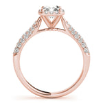 LUMEO Emerald Halo Diamond Engagement Ring Side View in 18k Solid Rose Gold 