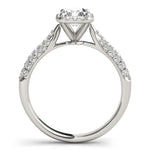 LUMEO Emerald Halo Diamond Engagement Ring Side View in Platinum 
