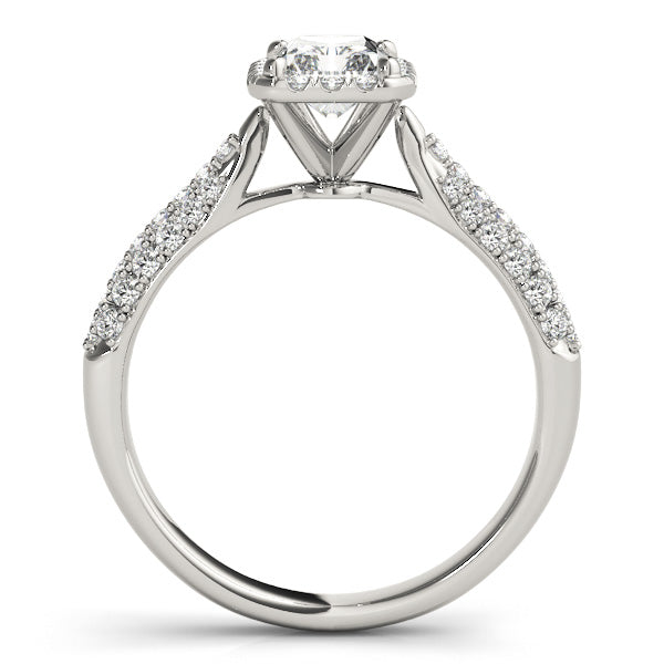 LUMEO Emerald Halo Diamond Engagement Ring Side View in Platinum 
