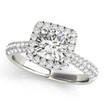 LUMEO Cushion Halo Diamond Engagement Ring Front View in Platinum 