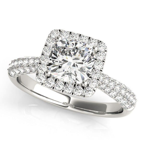 LUMEO Cushion Halo Diamond Engagement Ring Front View in Platinum 