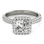 LUMEO Cushion Halo Diamond Engagement Ring Set in Platinum 