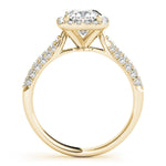 LUMEO Cushion Halo Diamond Engagement Ring Side View in 18k Solid Yellow Gold 