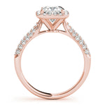 LUMEO Cushion Halo Diamond Engagement Ring Side View in 18k Solid Rose Gold 
