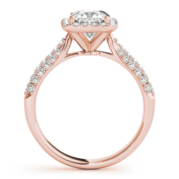 LUMEO Cushion Halo Diamond Engagement Ring Side View in 18k Solid Rose Gold 