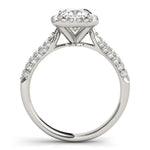 LUMEO Cushion Halo Diamond Engagement Ring Side View in Platinum 