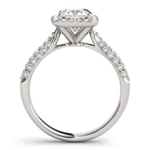 LUMEO Cushion Halo Diamond Engagement Ring Side View in Platinum 