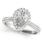 LUMEO Pear Halo Diamond Engagement Ring Front View in Platinum 