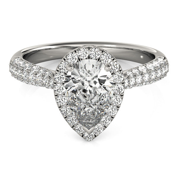 LUMEO Pear Halo Diamond Engagement Ring Set in Platinum 
