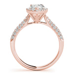 LUMEO Pear Halo Diamond Engagement Ring Side View in 18k Solid Rose Gold 