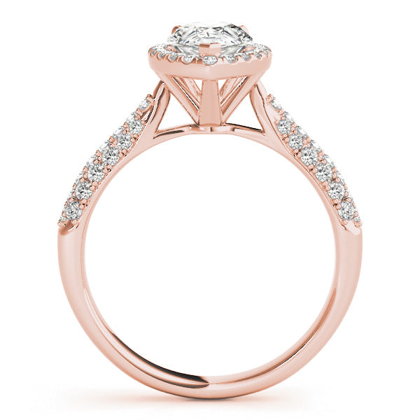 LUMEO Pear Halo Diamond Engagement Ring Side View in 18k Solid Rose Gold 