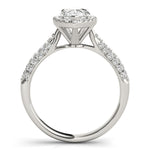LUMEO Pear Halo Diamond Engagement Ring Side View in Platinum 