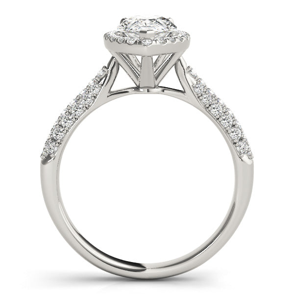 LUMEO Pear Halo Diamond Engagement Ring Side View in Platinum 
