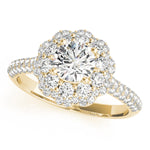 LUMEO Round Halo Diamond Engagement Ring Front View in 18k Solid Yellow Gold 