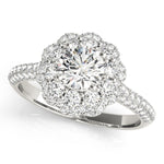 LUMEO Round Halo Diamond Engagement Ring Front View in Platinum 