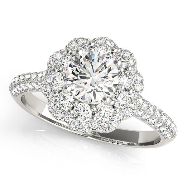 LUMEO Round Halo Diamond Engagement Ring Front View in Platinum 