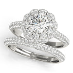 LUMEO Round Halo Diamond Engagement Ring Set in Platinum 