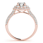 LUMEO Round Halo Diamond Engagement Ring Side View in 18k Solid Rose Gold 