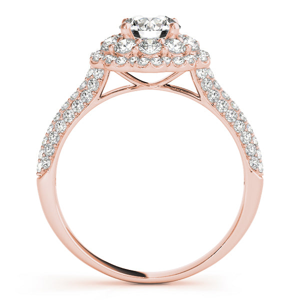 LUMEO Round Halo Diamond Engagement Ring Side View in 18k Solid Rose Gold 
