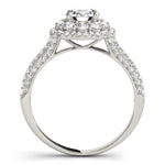 LUMEO Round Halo Diamond Engagement Ring Side View in Platinum 
