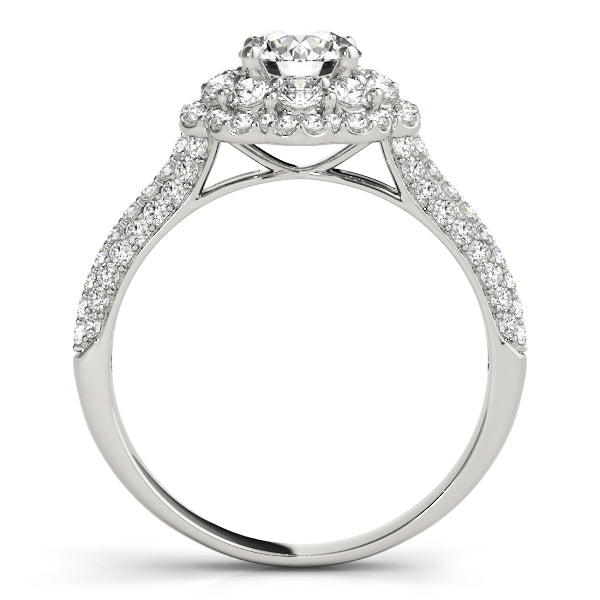 LUMEO Round Halo Diamond Engagement Ring Side View in Platinum 