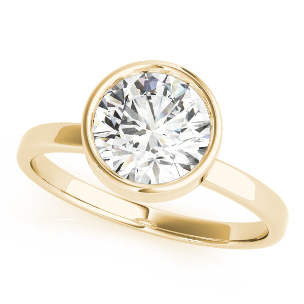 LUMEO Round Solitaire Diamond Engagement Ring Front View in 18k Solid Yellow Gold 