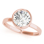 LUMEO Round Solitaire Diamond Engagement Ring Front View in 18k Solid Rose Gold 