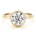 LUMEO Round Solitaire Diamond Engagement Ring Angle View in 18k Solid Yellow Gold 
