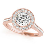 LUMEO Round Halo Diamond Engagement Ring Front View in 18k Solid Rose Gold 