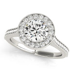 LUMEO Round Halo Diamond Engagement Ring Front View in Platinum 