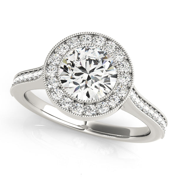 LUMEO Round Halo Diamond Engagement Ring Front View in Platinum 