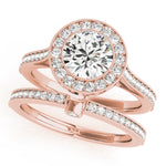 LUMEO Round Halo Diamond Engagement Ring Set in 18k Solid Rose Gold 