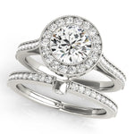 LUMEO Round Halo Diamond Engagement Ring Set in Platinum 