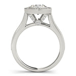 LUMEO Round Halo Diamond Engagement Ring Side View in Platinum 