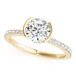 LUMEO Round Hidden Halo Diamond Engagement Ring Front View in 18k Solid Yellow Gold 