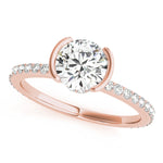 LUMEO Round Hidden Halo Diamond Engagement Ring Front View in 18k Solid Rose Gold 