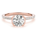 LUMEO Round Hidden Halo Diamond Engagement Ring Angle View in 18k Solid Rose Gold 