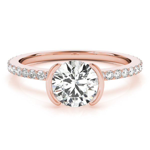 LUMEO Round Hidden Halo Diamond Engagement Ring Angle View in 18k Solid Rose Gold 