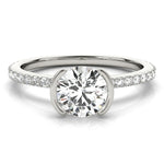 LUMEO Round Hidden Halo Diamond Engagement Ring Angle View in Platinum 