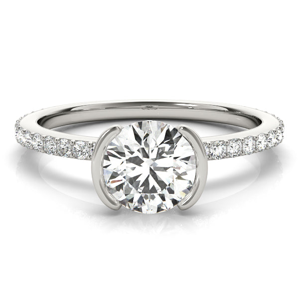 LUMEO Round Hidden Halo Diamond Engagement Ring Angle View in Platinum 