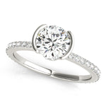 LUMEO Round Hidden Halo Diamond Engagement Ring Front View in Platinum 
