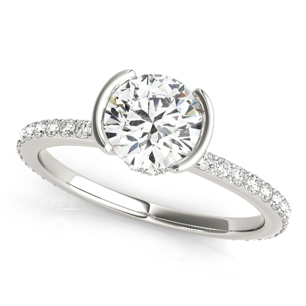 LUMEO Round Hidden Halo Diamond Engagement Ring Front View in Platinum 