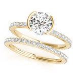 LUMEO Round Hidden Halo Diamond Engagement Ring Set in 18k Solid Yellow Gold 