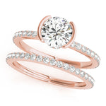 LUMEO Round Hidden Halo Diamond Engagement Ring Set in 18k Solid Rose Gold 